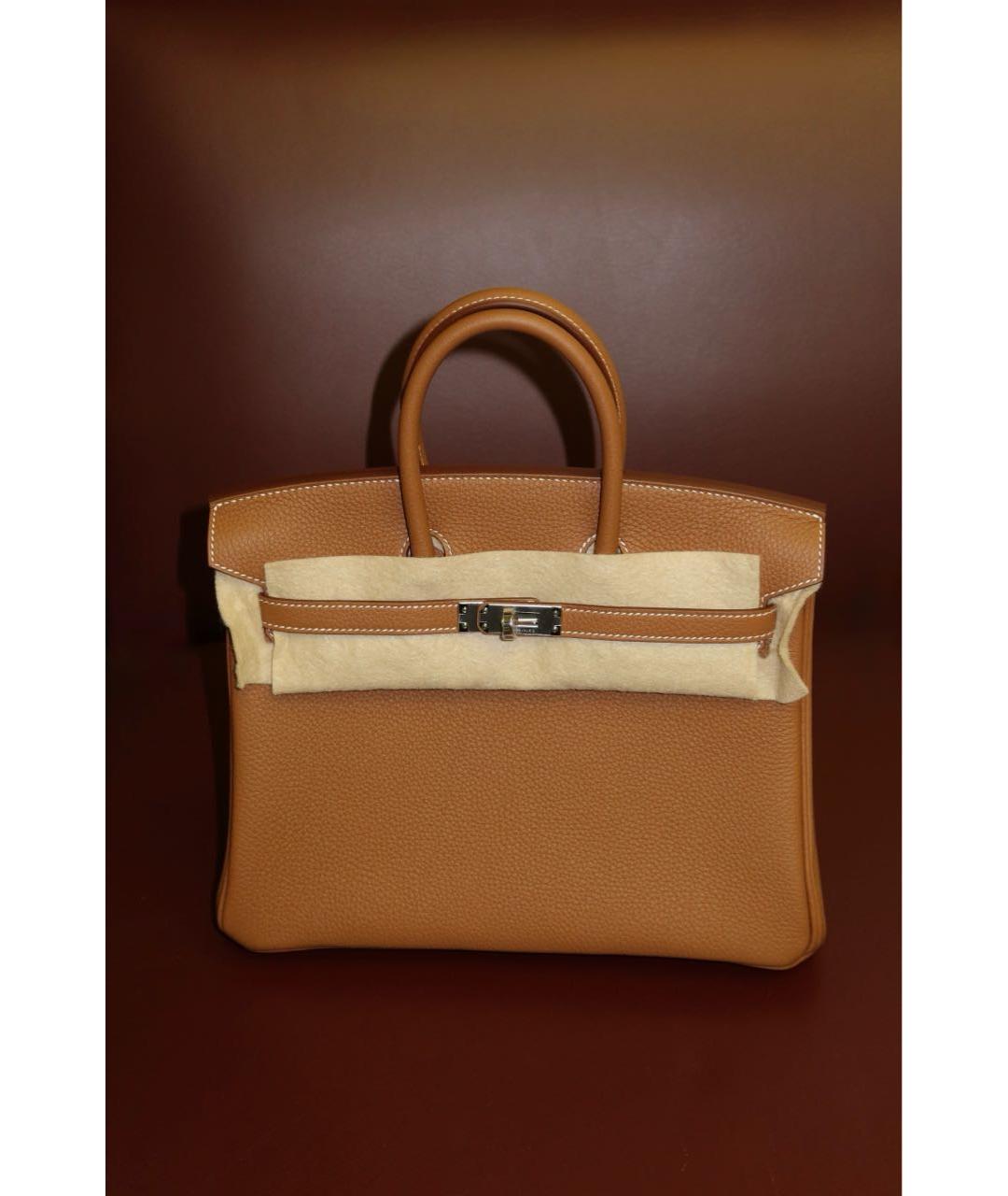 HERMES Коричневая кожаная сумка с короткими ручками, фото 7