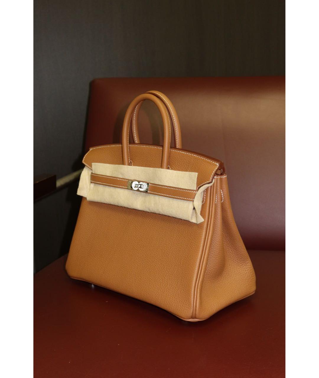 HERMES Коричневая кожаная сумка с короткими ручками, фото 2