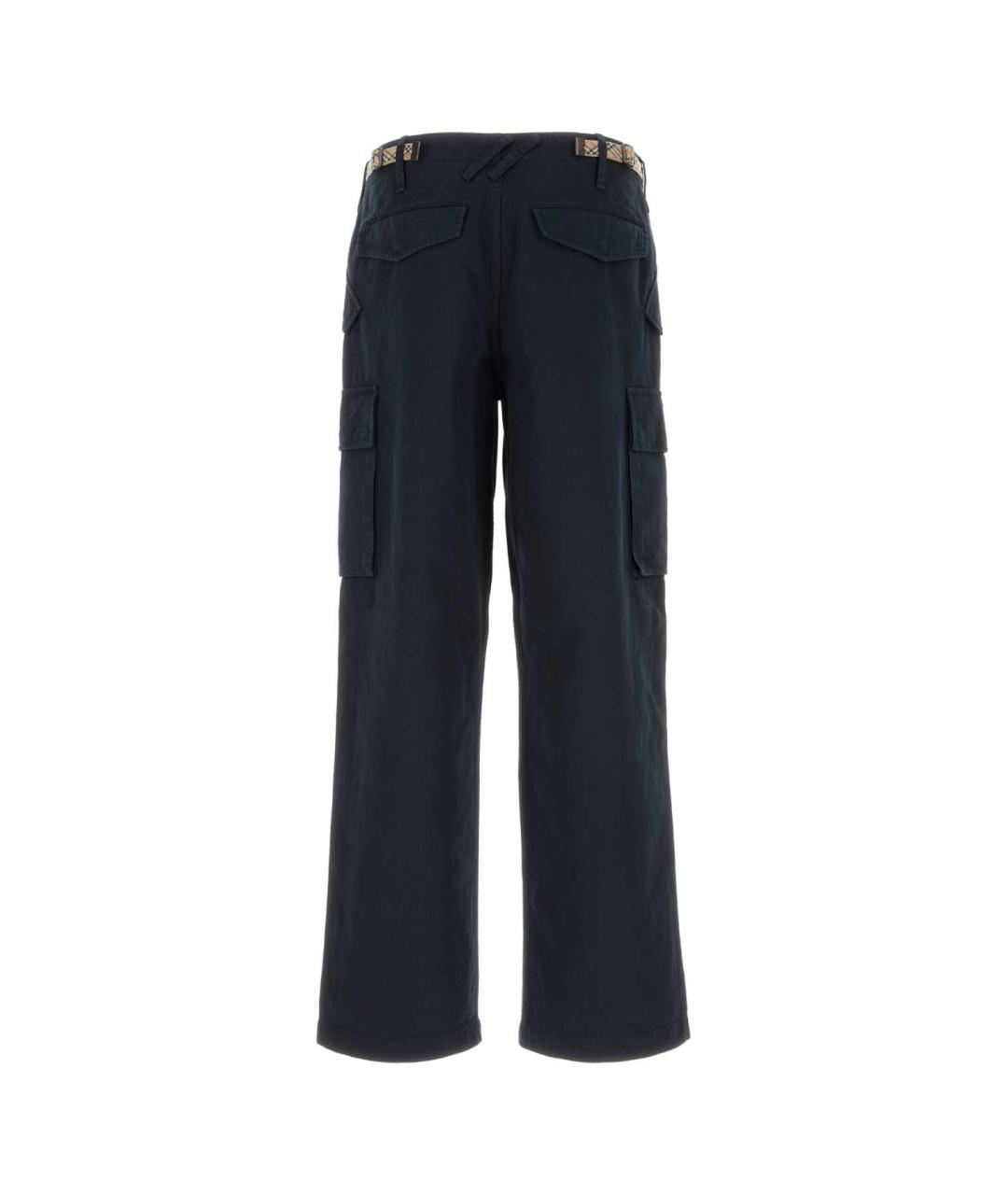 BURBERRY Темно-синие хлопковые повседневные брюки, фото 2