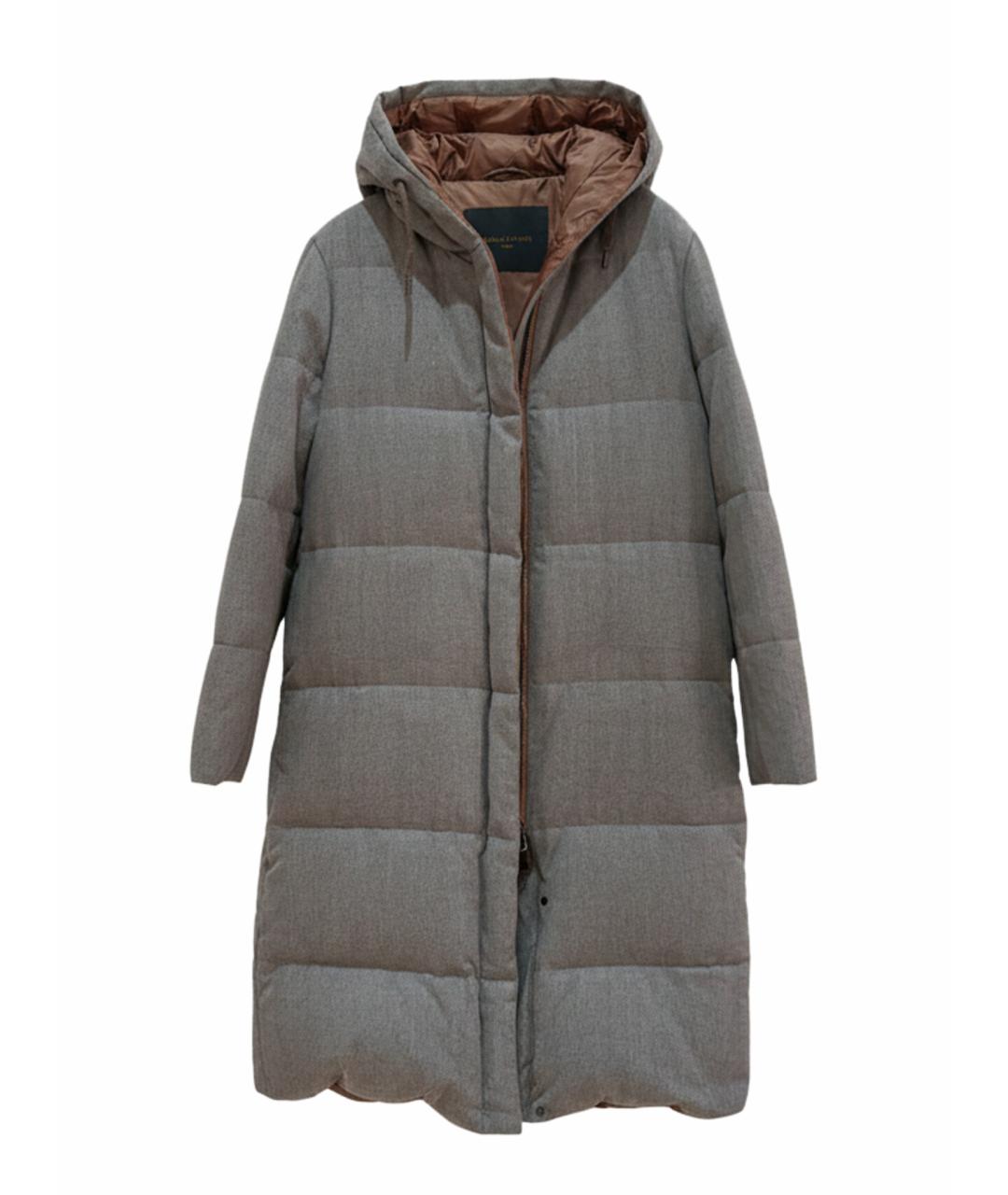 BRUNELLO CUCINELLI Серый шерстяной пуховик, фото 1