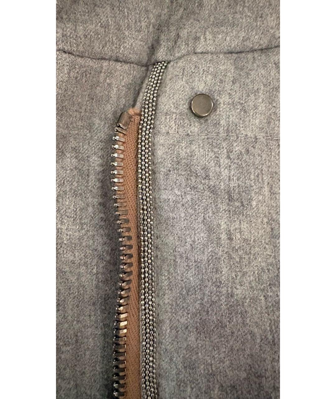 BRUNELLO CUCINELLI Серый шерстяной пуховик, фото 9