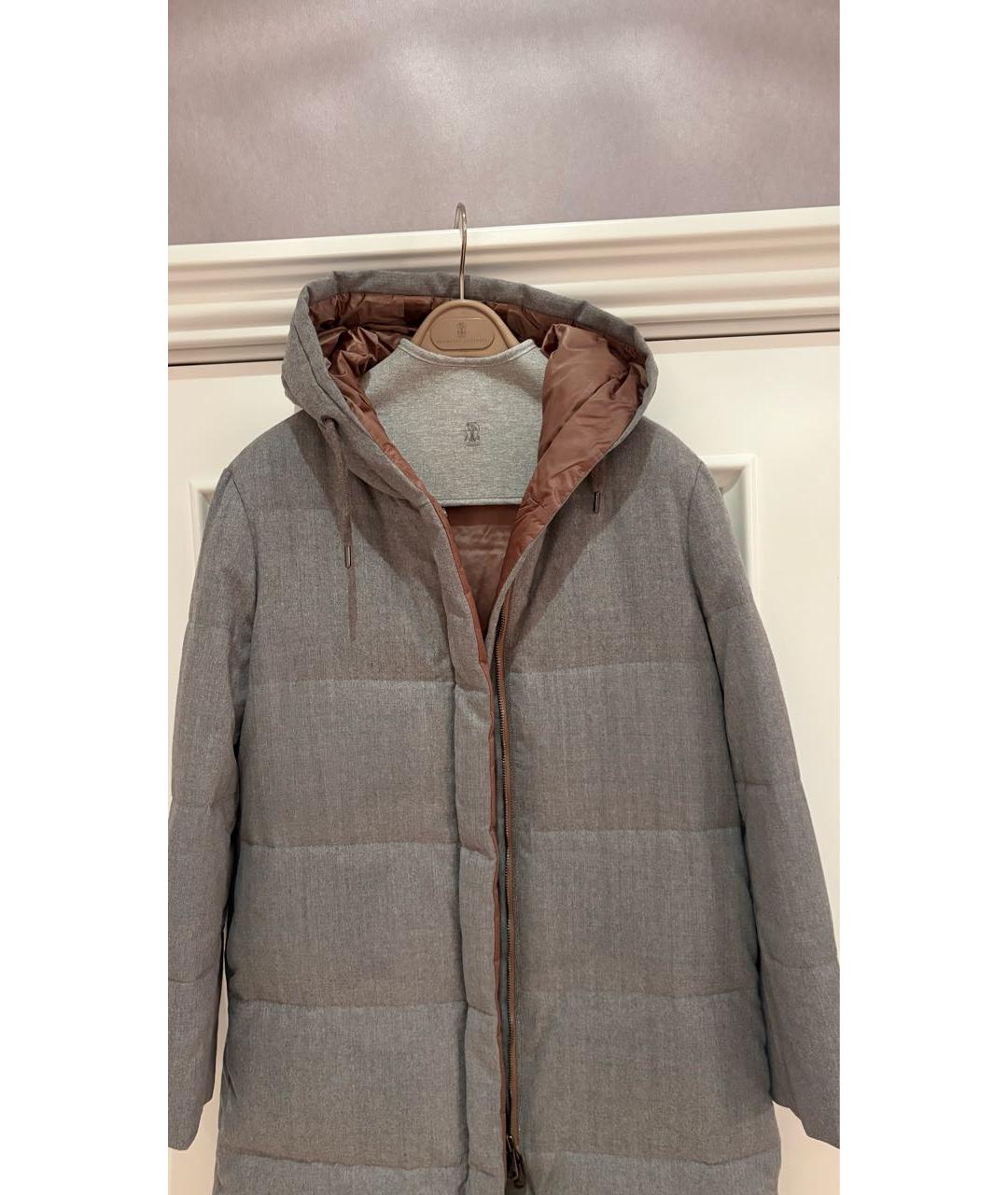 BRUNELLO CUCINELLI Серый шерстяной пуховик, фото 4