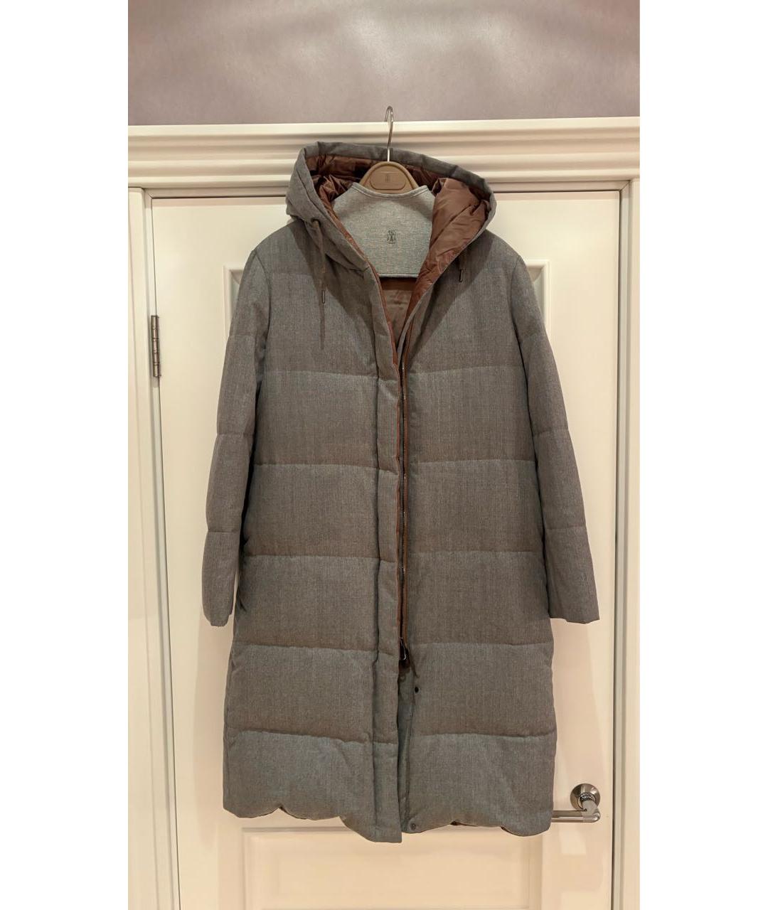 BRUNELLO CUCINELLI Серый шерстяной пуховик, фото 3