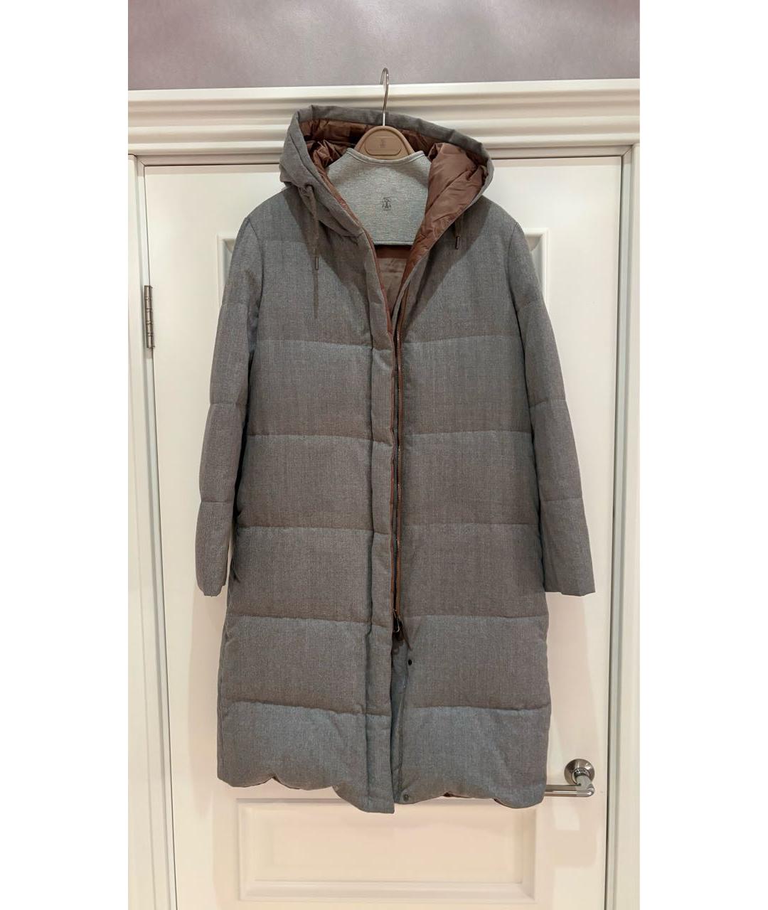 BRUNELLO CUCINELLI Серый шерстяной пуховик, фото 2