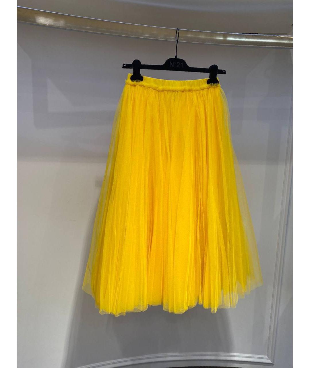 NO. 21 Желтая полиамидовая юбка миди, фото 2