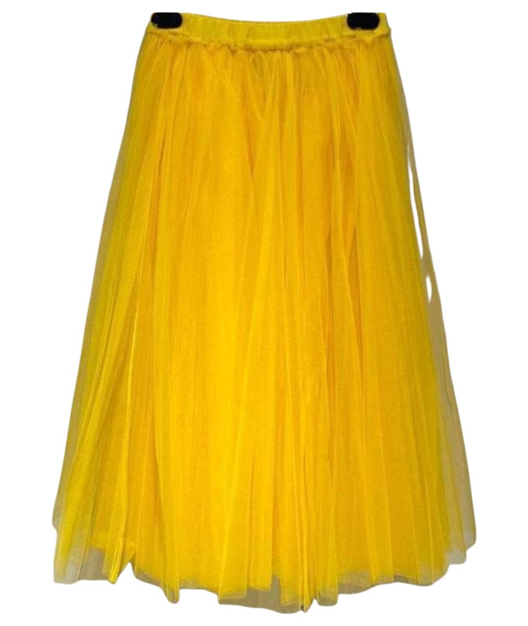 NO. 21 Желтая полиамидовая юбка миди, фото 1