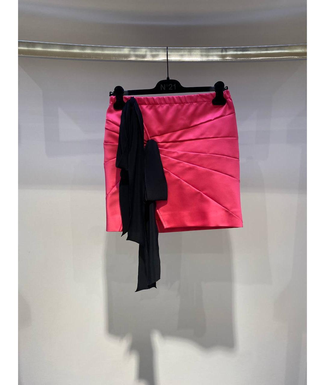 NO. 21 Фуксия полиэстеровая юбка мини, фото 4