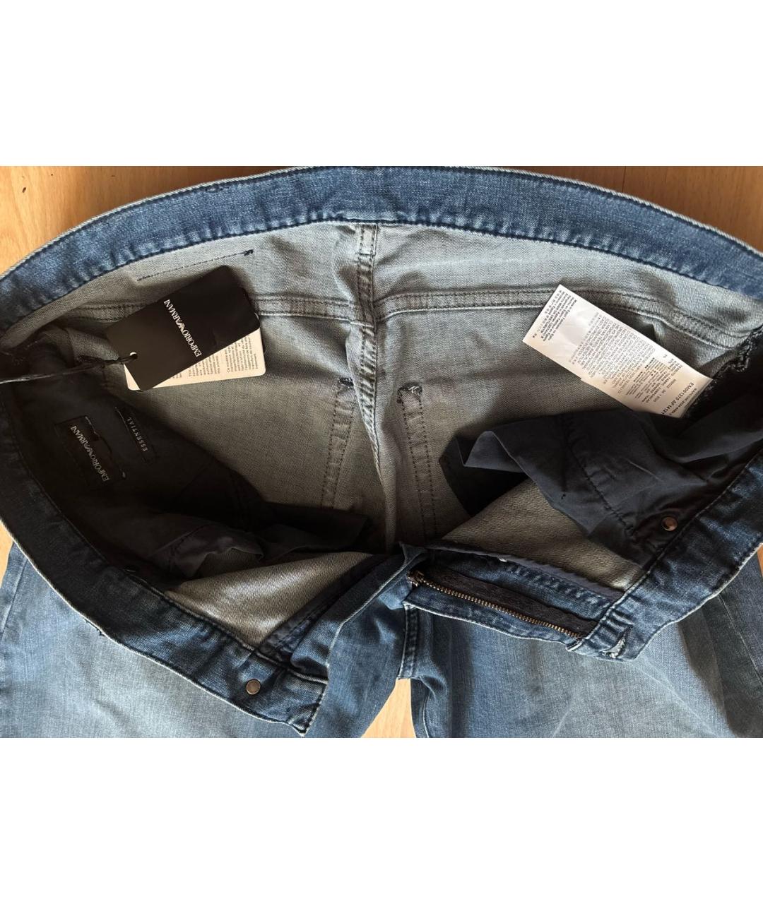 EMPORIO ARMANI Синие хлопко-эластановые джинсы скинни, фото 3