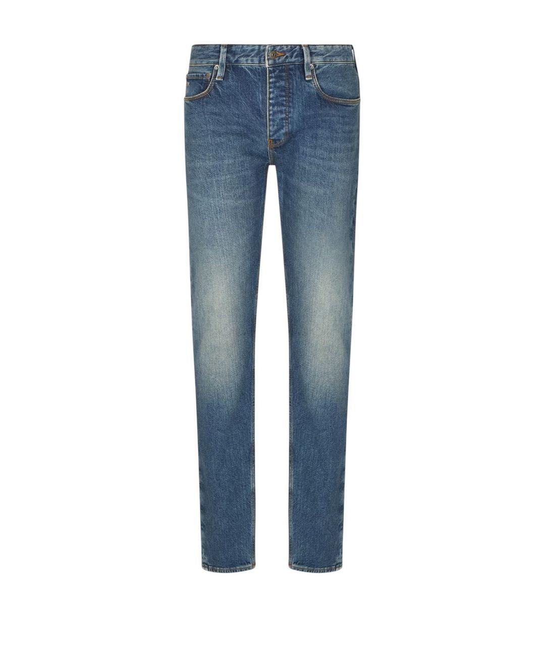 EMPORIO ARMANI Синие хлопко-эластановые джинсы скинни, фото 1