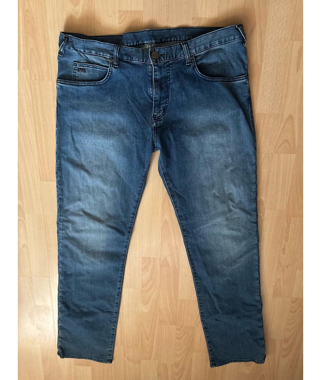 EMPORIO ARMANI Синие хлопко-эластановые джинсы скинни, фото 8