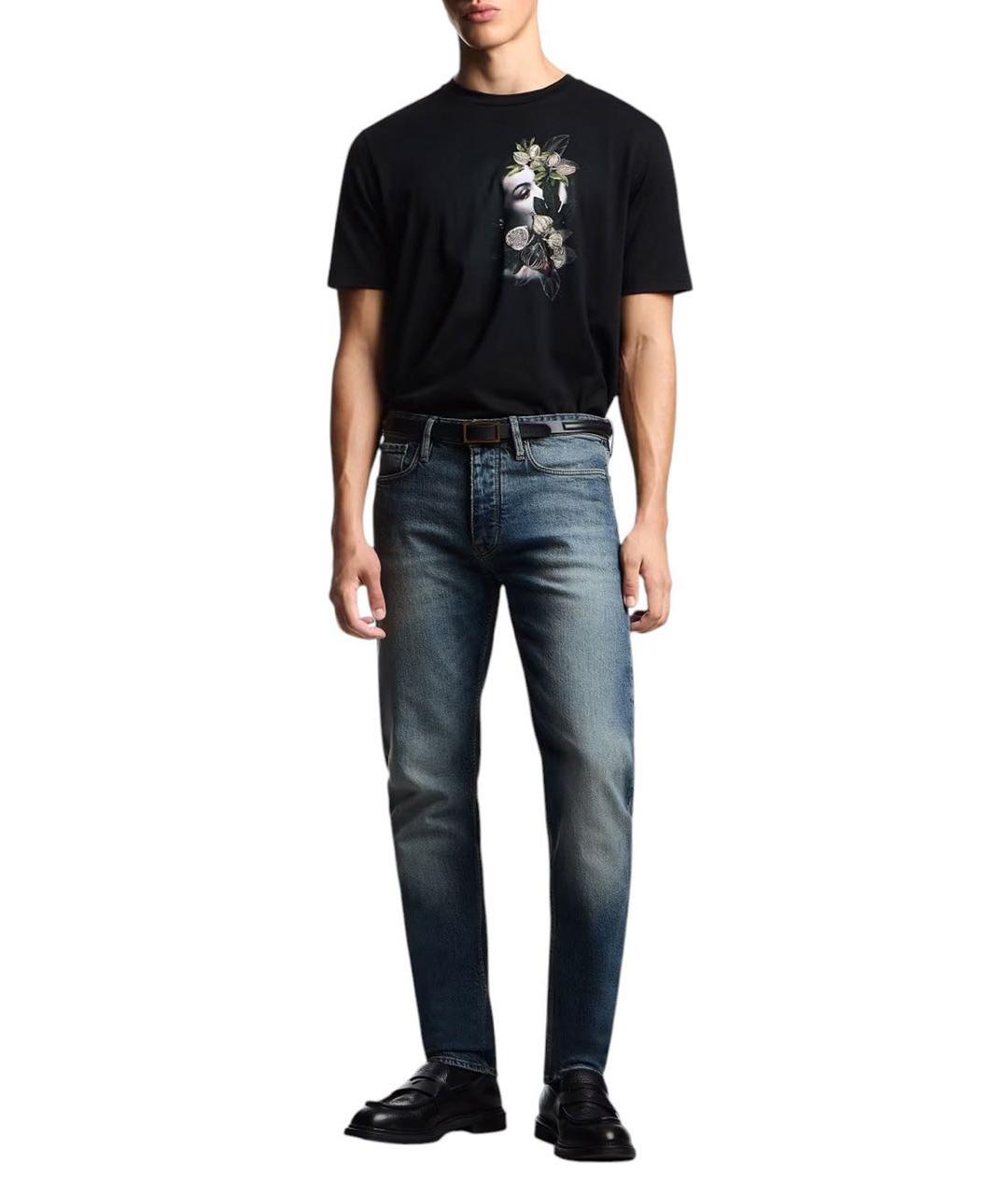 EMPORIO ARMANI Синие хлопко-эластановые джинсы скинни, фото 7