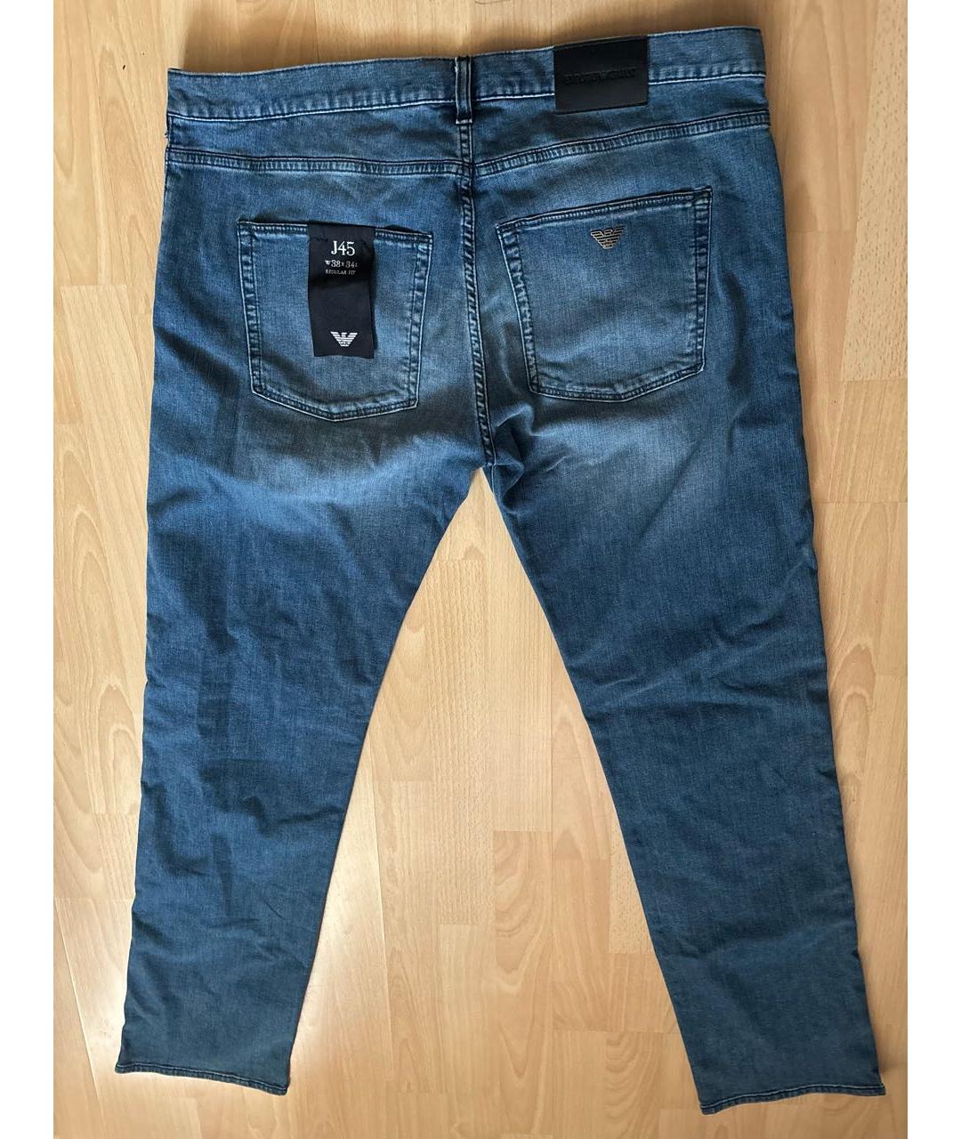 EMPORIO ARMANI Синие хлопко-эластановые джинсы скинни, фото 2