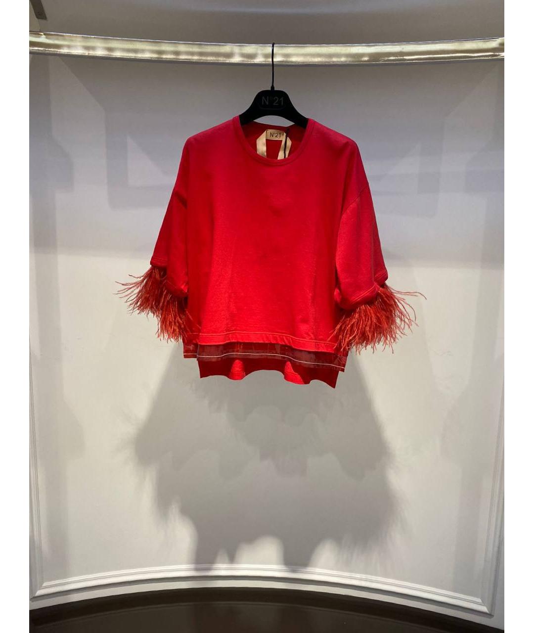 NO. 21 Красная хлопковая футболка, фото 4