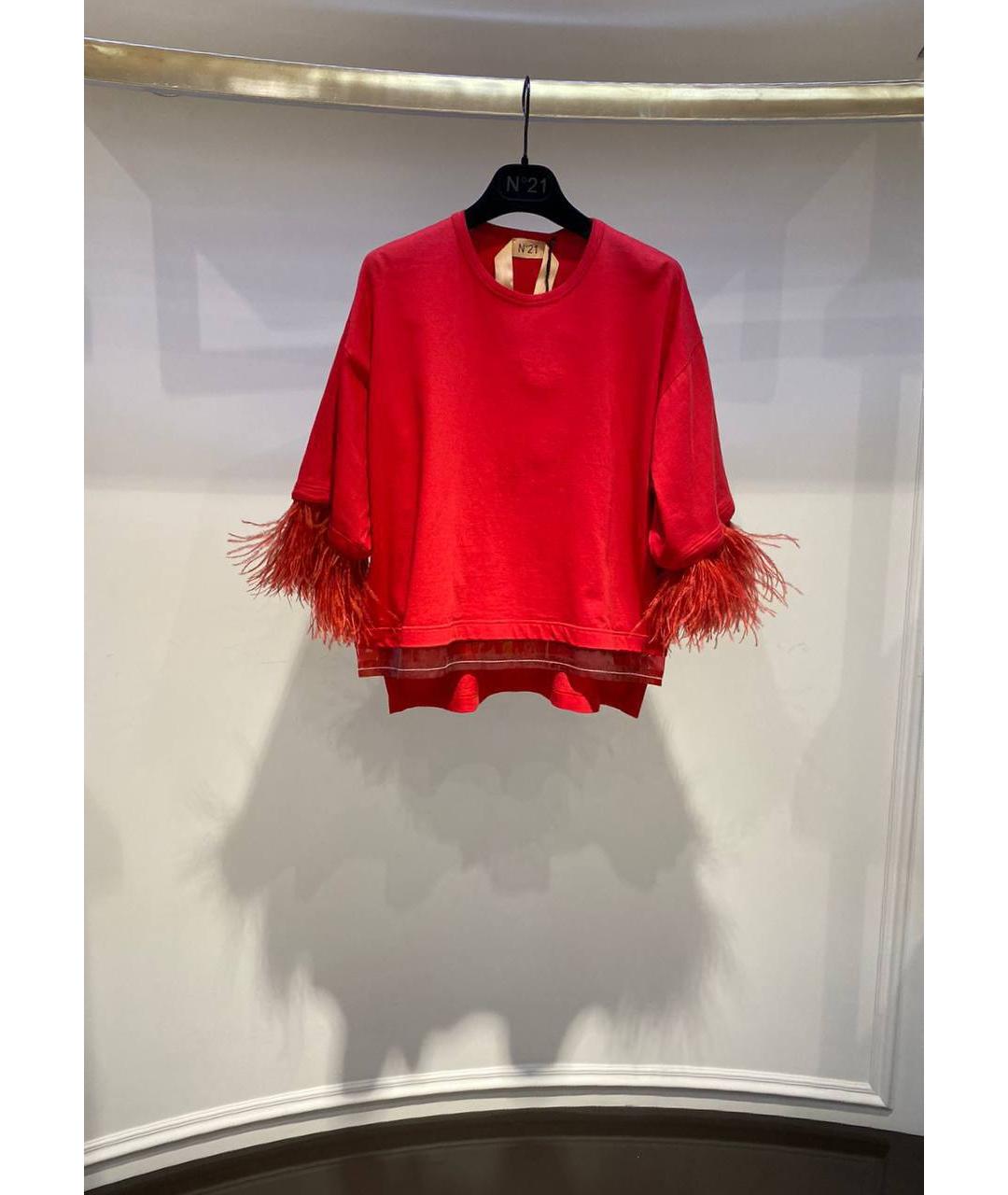 NO. 21 Красная хлопковая футболка, фото 2