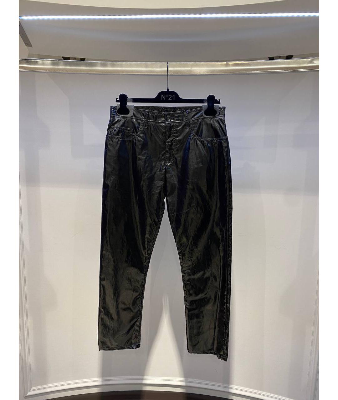 NO. 21 Черные синтетические прямые брюки, фото 4