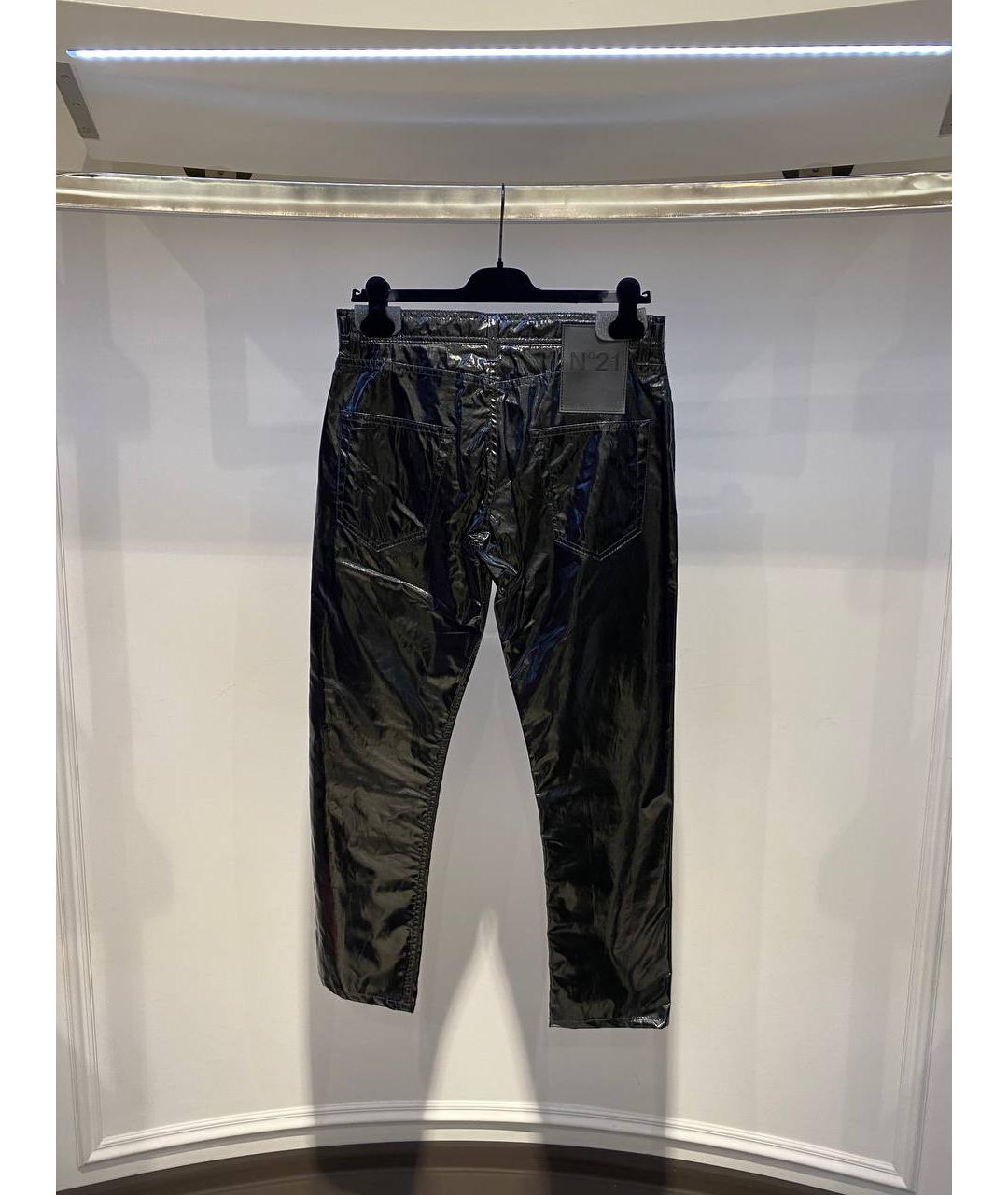 NO. 21 Черные синтетические прямые брюки, фото 3