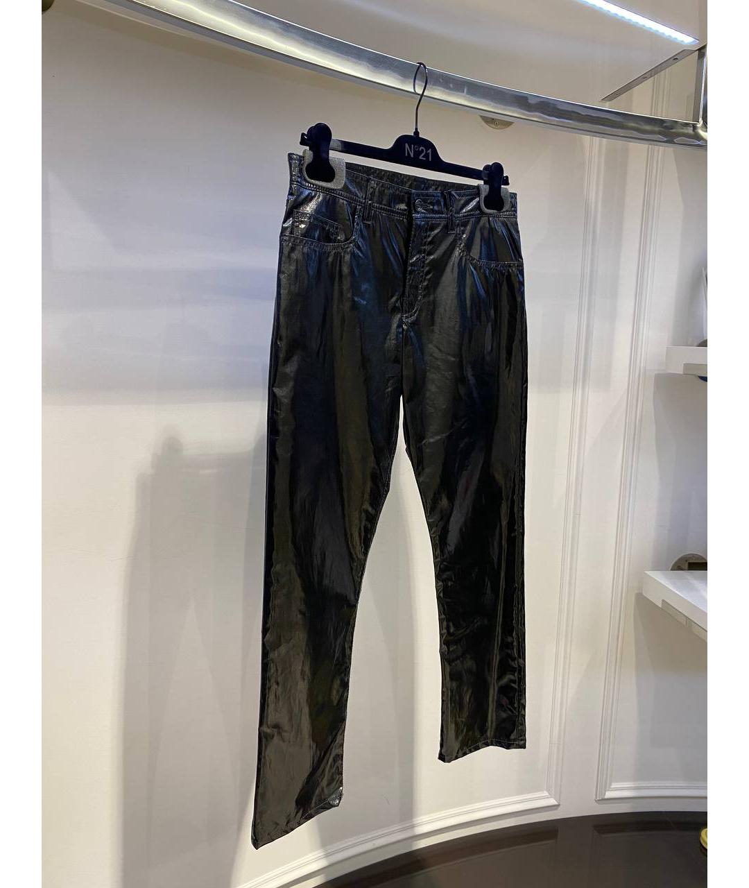 NO. 21 Черные синтетические прямые брюки, фото 2