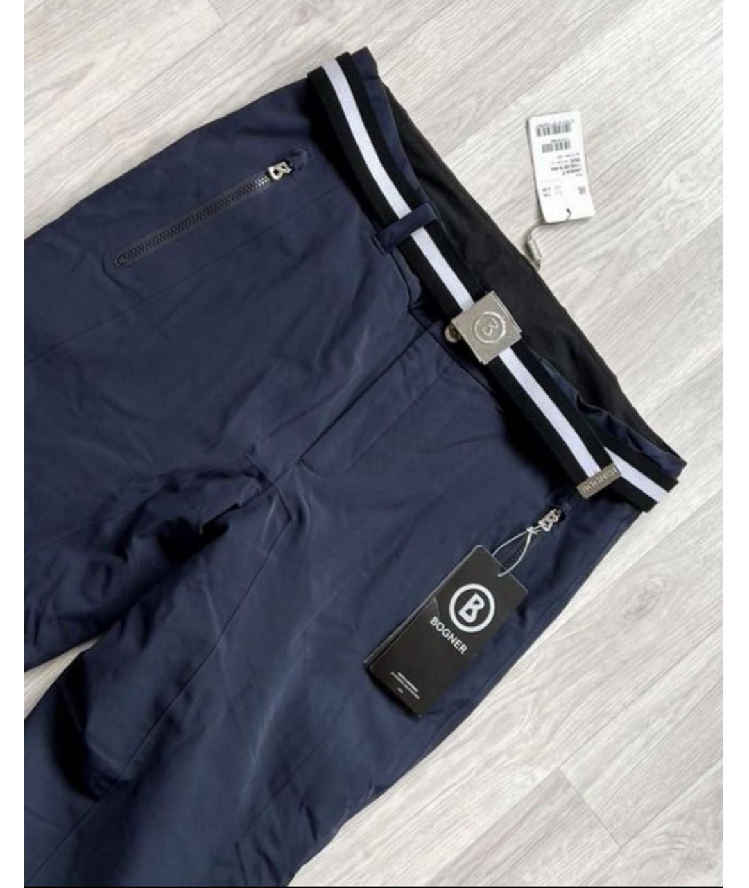 BOGNER Темно-синие полиамидовые классические брюки, фото 2