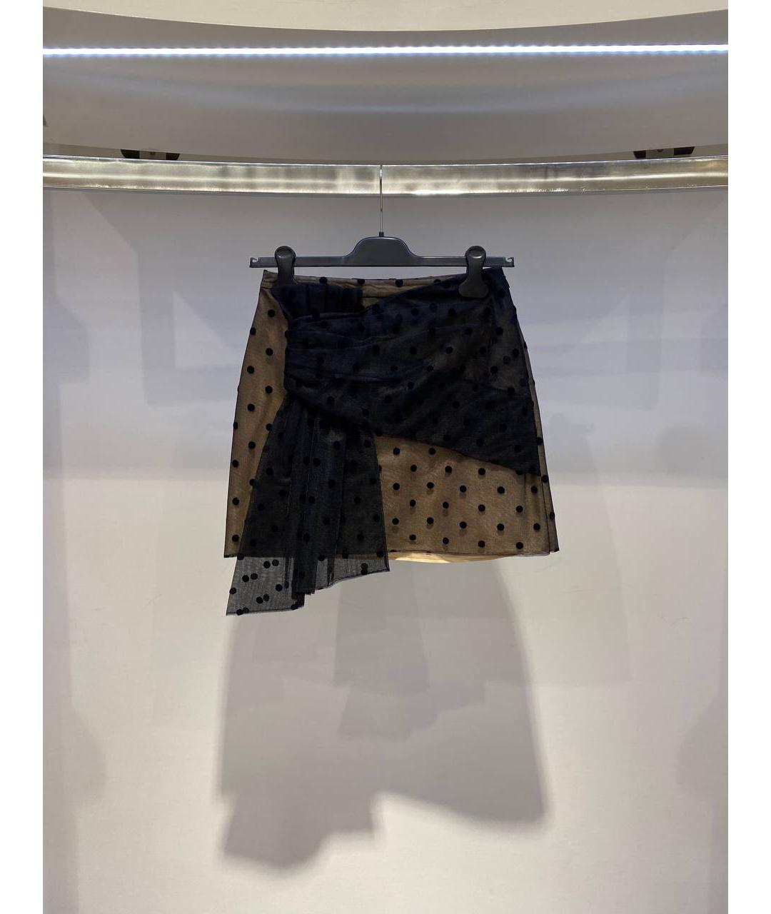 NO. 21 Черная синтетическая юбка мини, фото 4