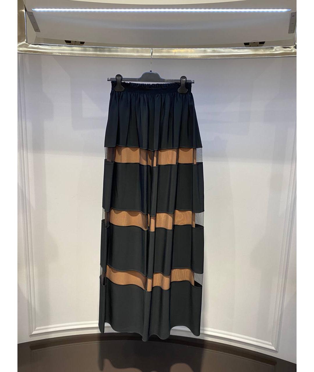 NO. 21 Черная синтетическая юбка макси, фото 3