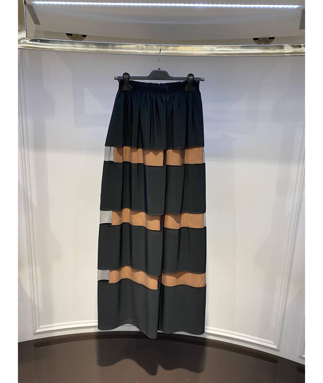 NO. 21 Черная синтетическая юбка макси, фото 4