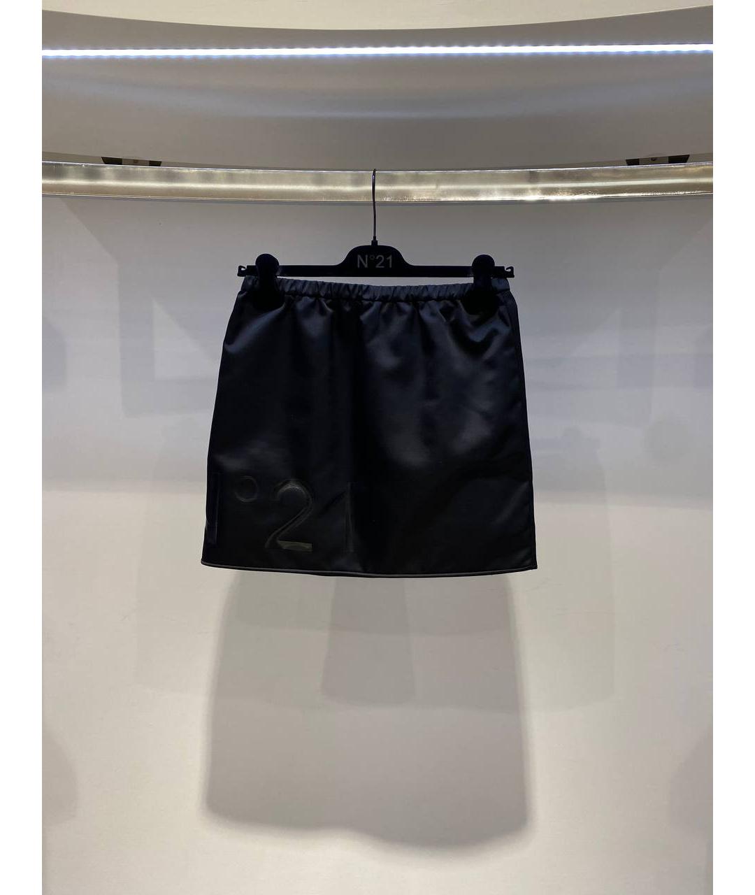 NO. 21 Черная синтетическая юбка мини, фото 4