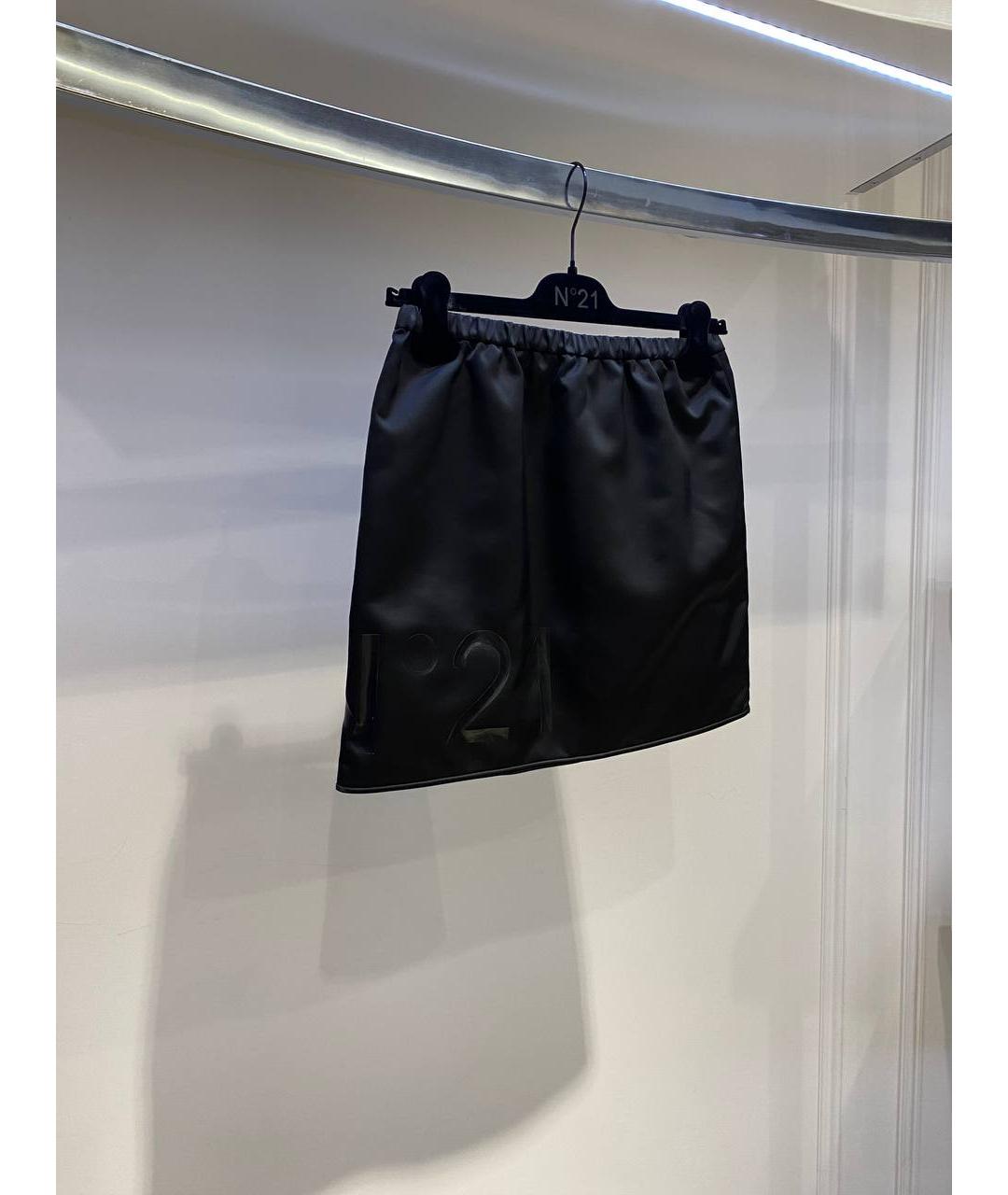 NO. 21 Черная синтетическая юбка мини, фото 2