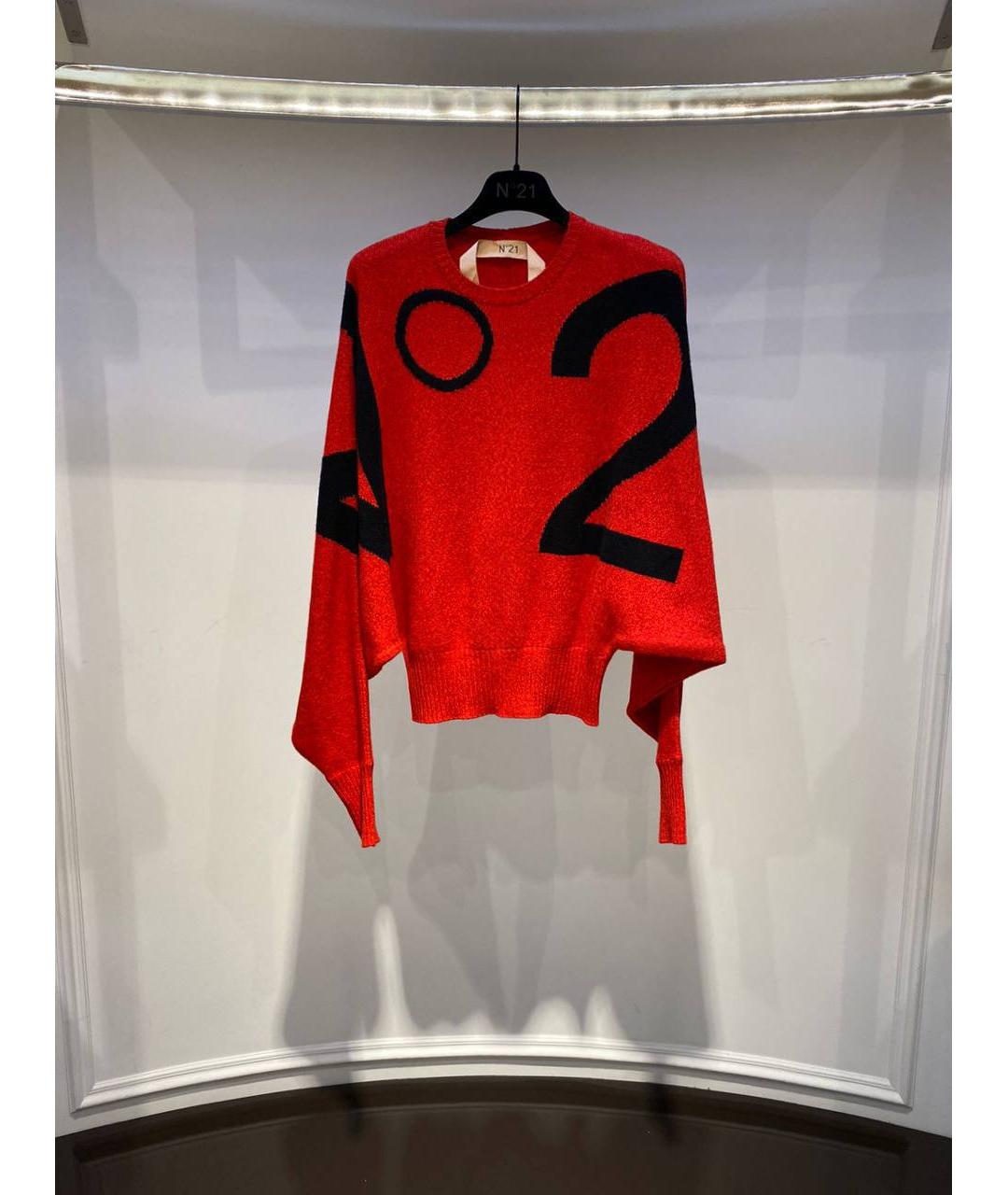 NO. 21 Красный шерстяной джемпер / свитер, фото 4