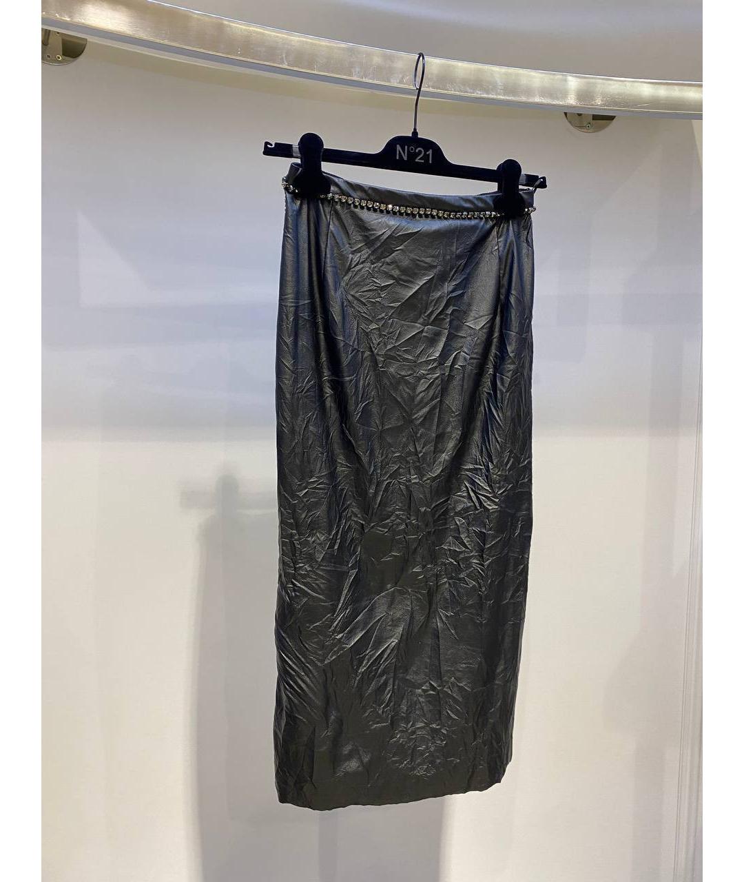 NO. 21 Черная синтетическая юбка миди, фото 2