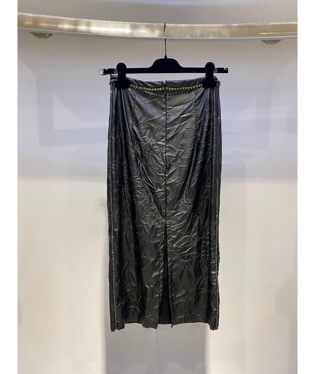 NO. 21 Черная синтетическая юбка миди, фото 3