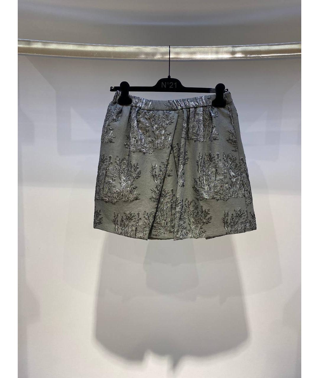 NO. 21 Серая полиамидовая юбка мини, фото 4