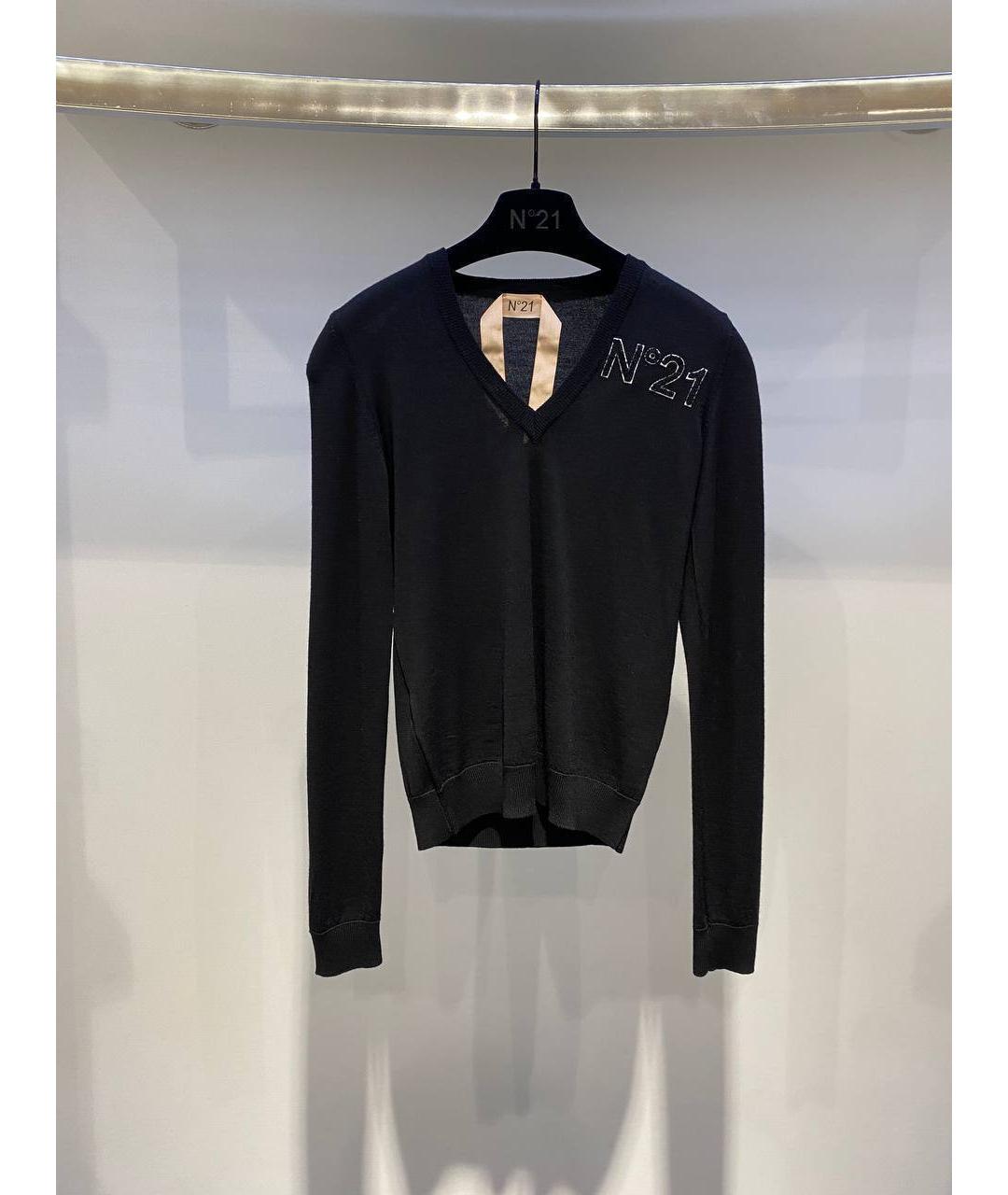 NO. 21 Черный шерстяной джемпер / свитер, фото 4