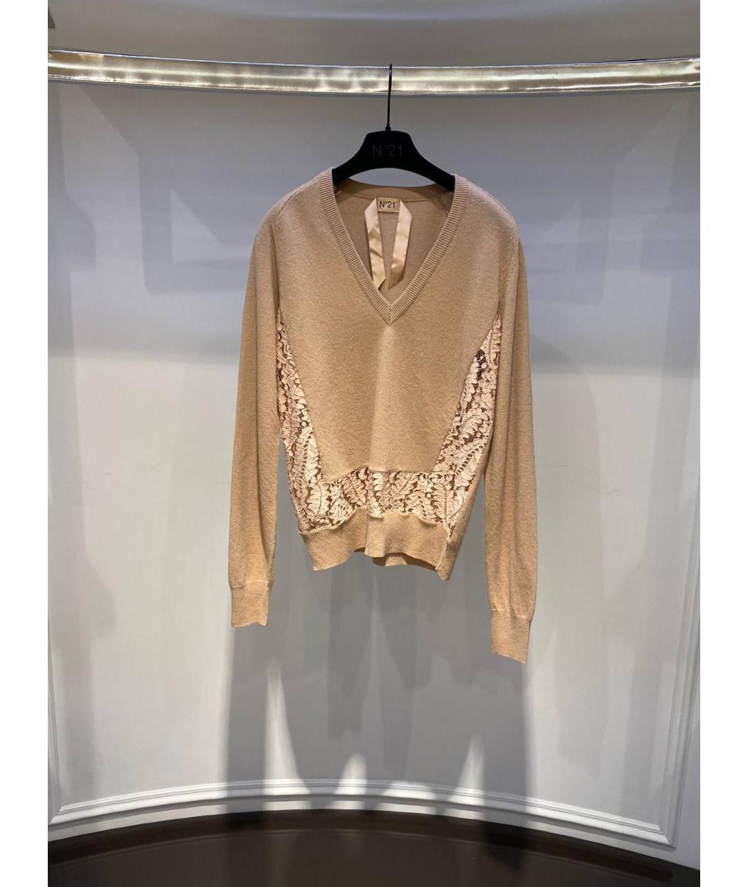 NO. 21 Бежевый шерстяной джемпер / свитер, фото 4