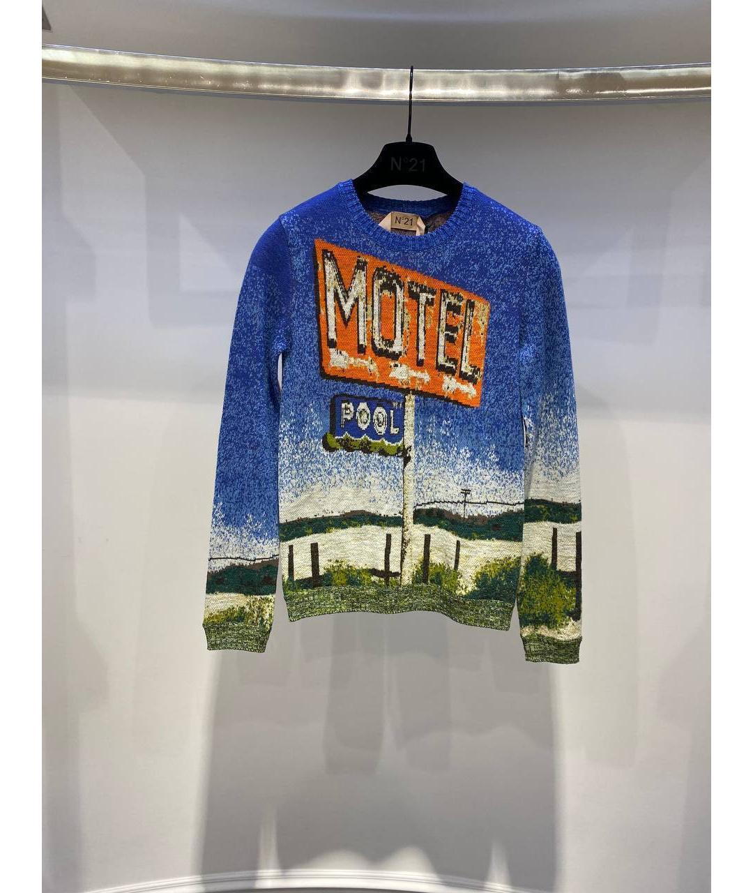 NO. 21 Синий шерстяной джемпер / свитер, фото 4