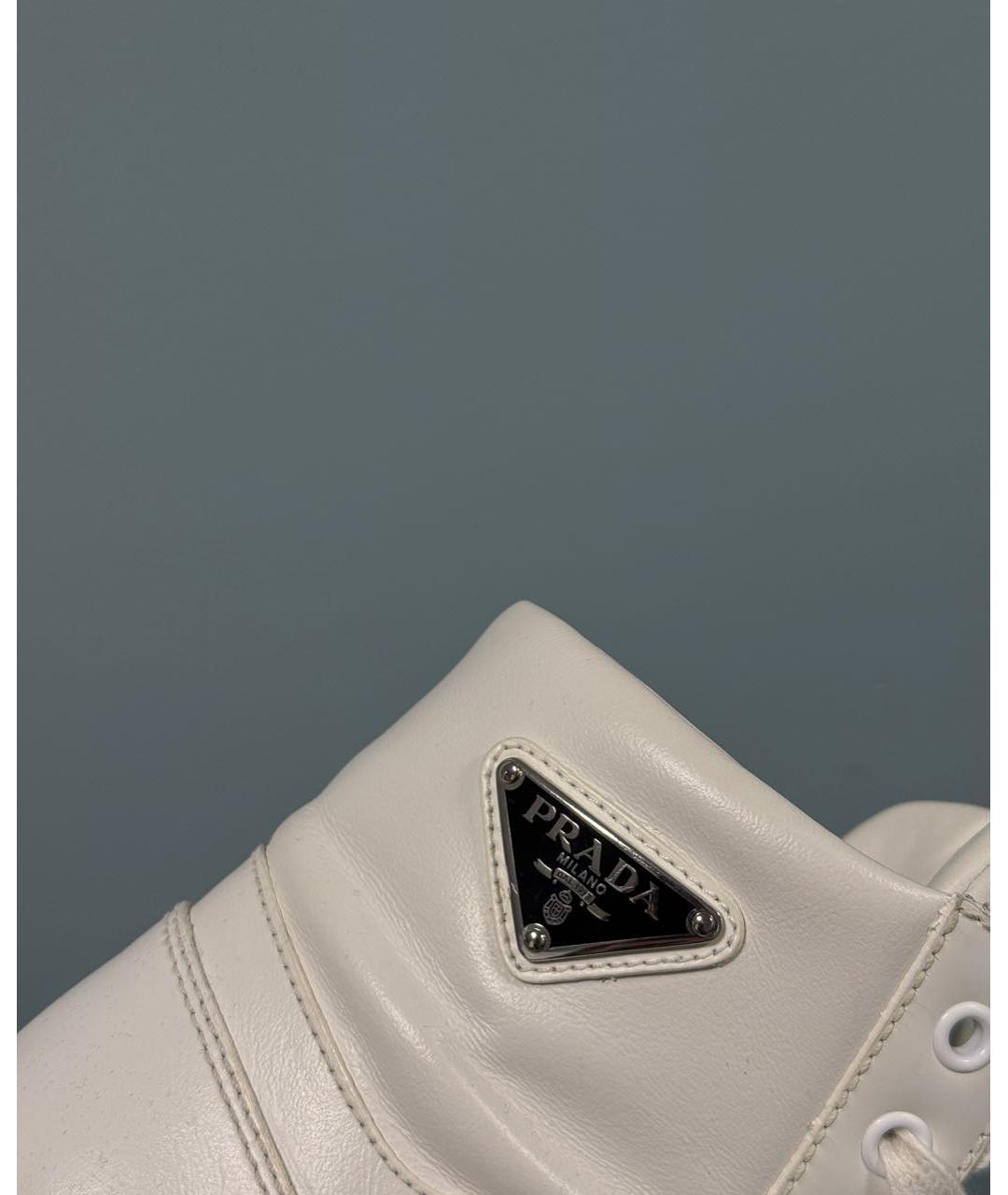 PRADA Белые кожаные кеды, фото 4