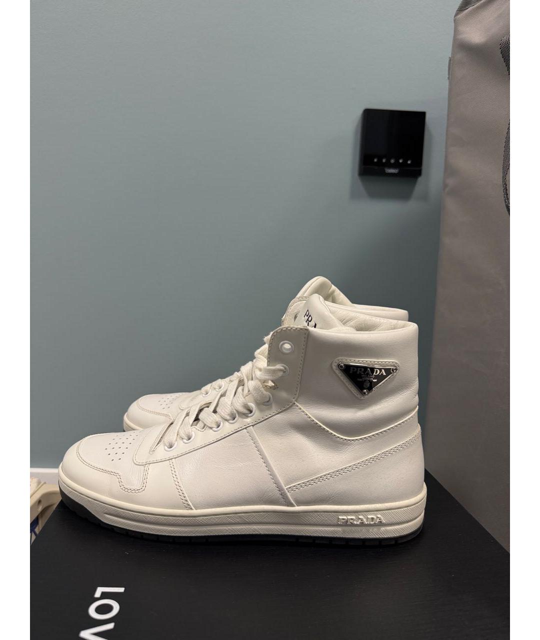 PRADA Белые кожаные кеды, фото 5