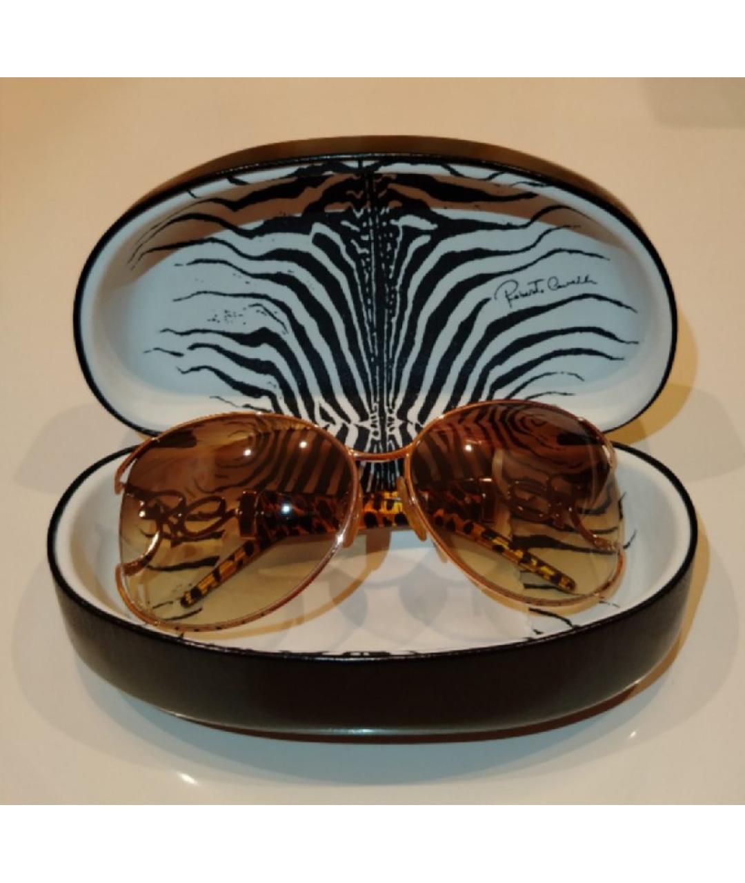 ROBERTO CAVALLI Золотые металлические солнцезащитные очки, фото 6