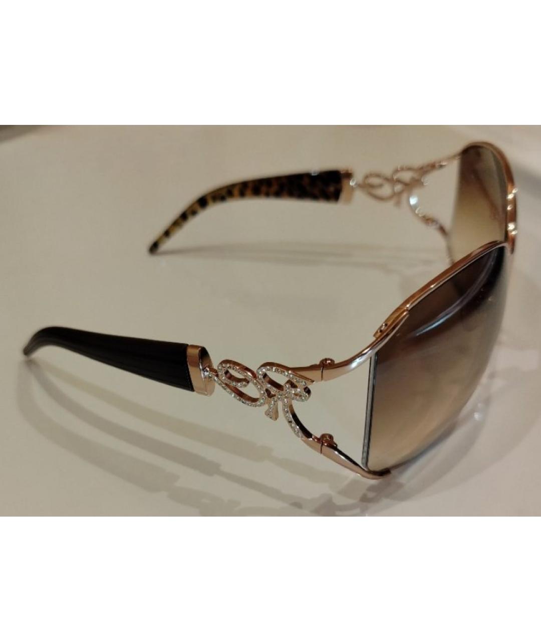 ROBERTO CAVALLI Золотые металлические солнцезащитные очки, фото 3