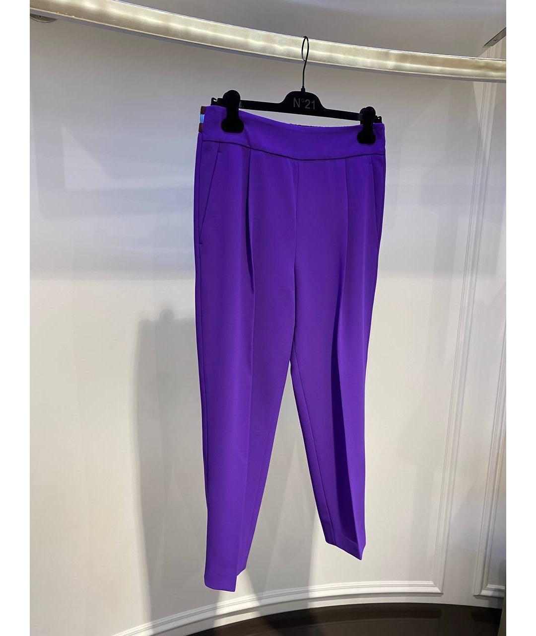 NO. 21 Фиолетовые синтетические прямые брюки, фото 2