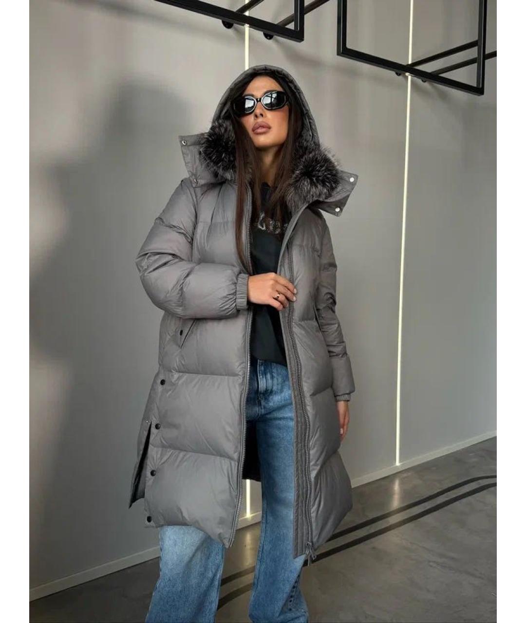 YVES SALOMON Серый полиамидовый пуховик, фото 2