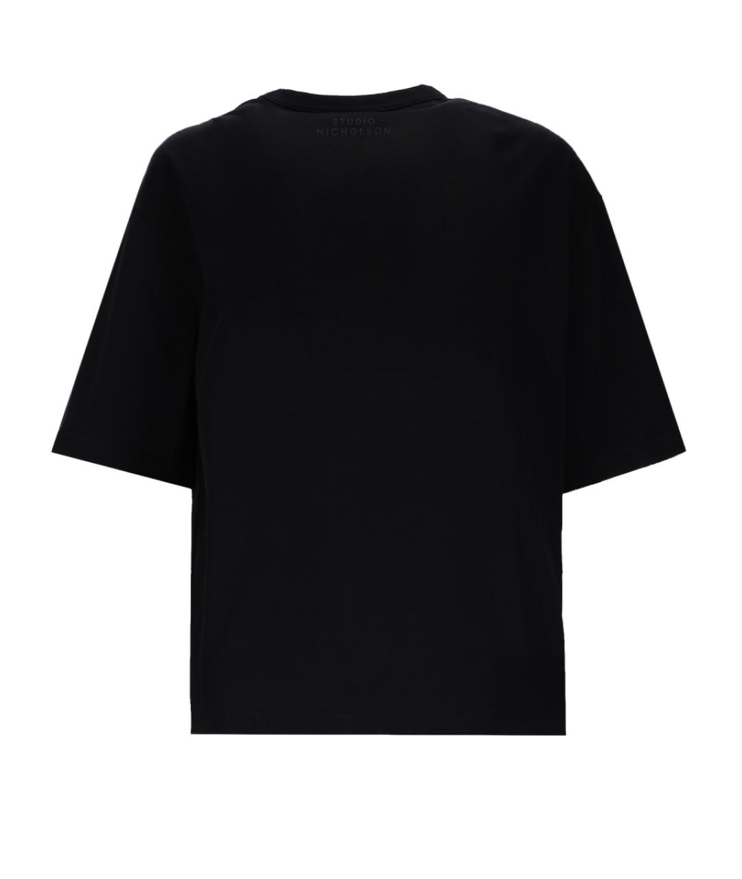 STUDIO NICHOLSON Черная хлопковая футболка, фото 2