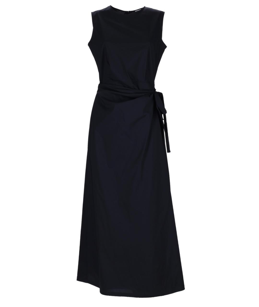 ASPESI Темно-синее хлопко-эластановое повседневное платье, фото 1
