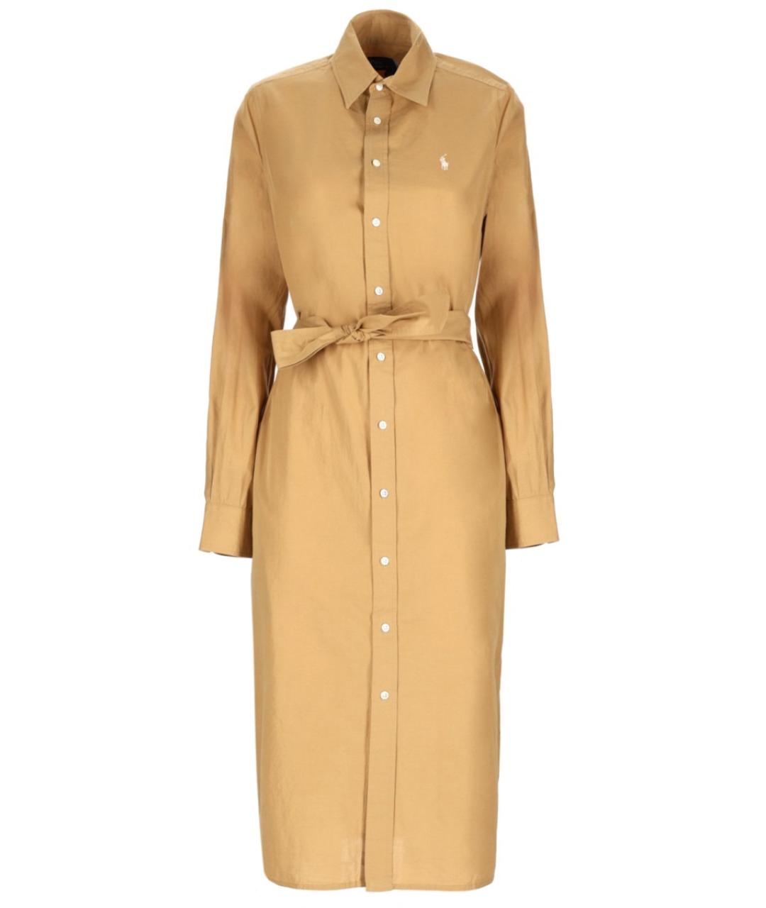 POLO RALPH LAUREN Бежевое хлопковое повседневное платье, фото 1