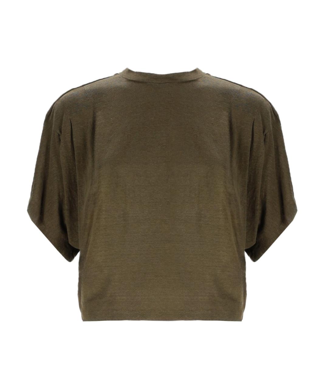 ISABEL MARANT ETOILE Хаки льняная футболка, фото 1
