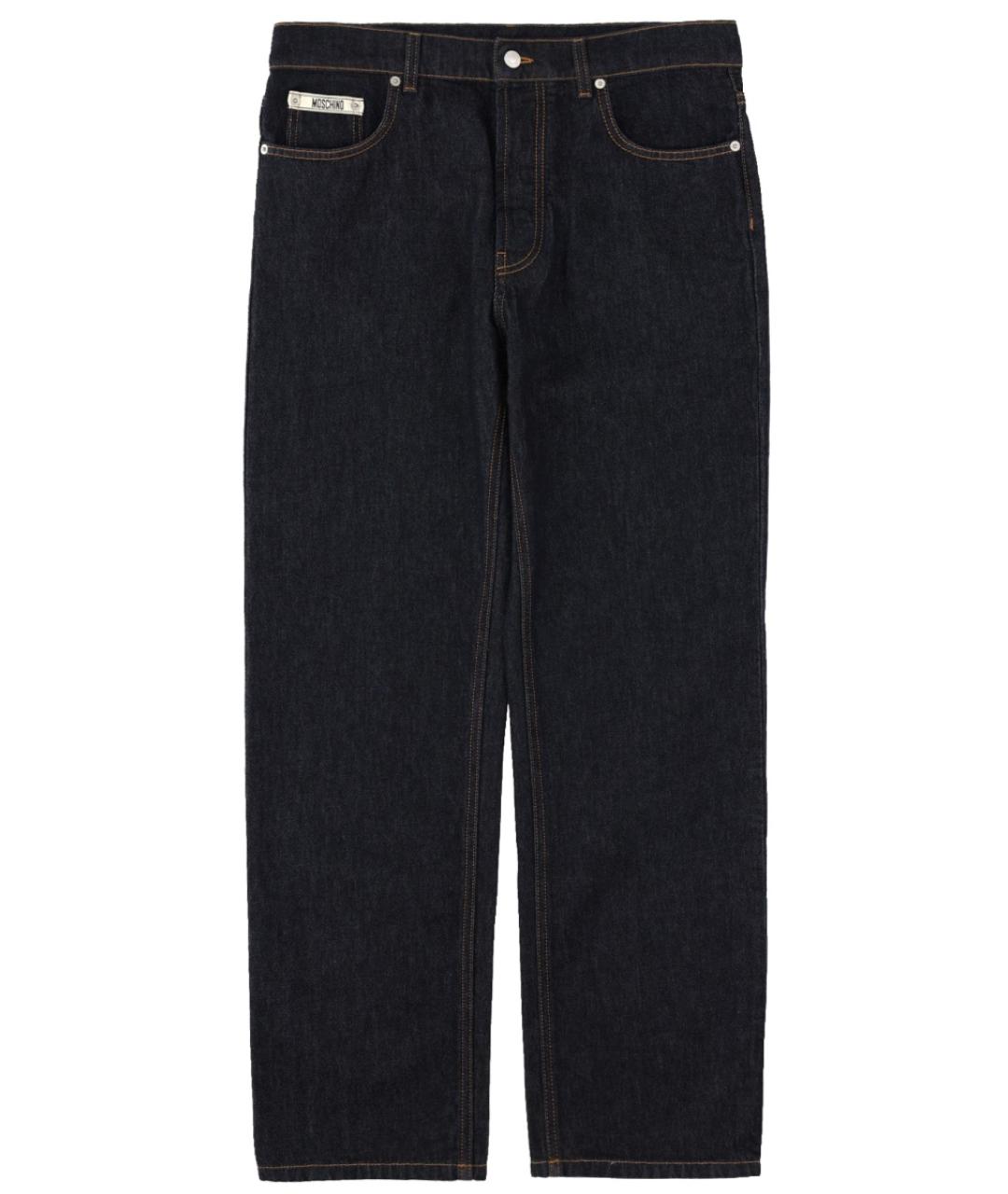 MOSCHINO Темно-синие хлопковые прямые джинсы, фото 1
