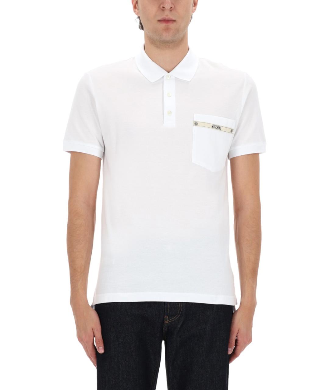 MOSCHINO Белое хлопковое поло с коротким рукавом, фото 4