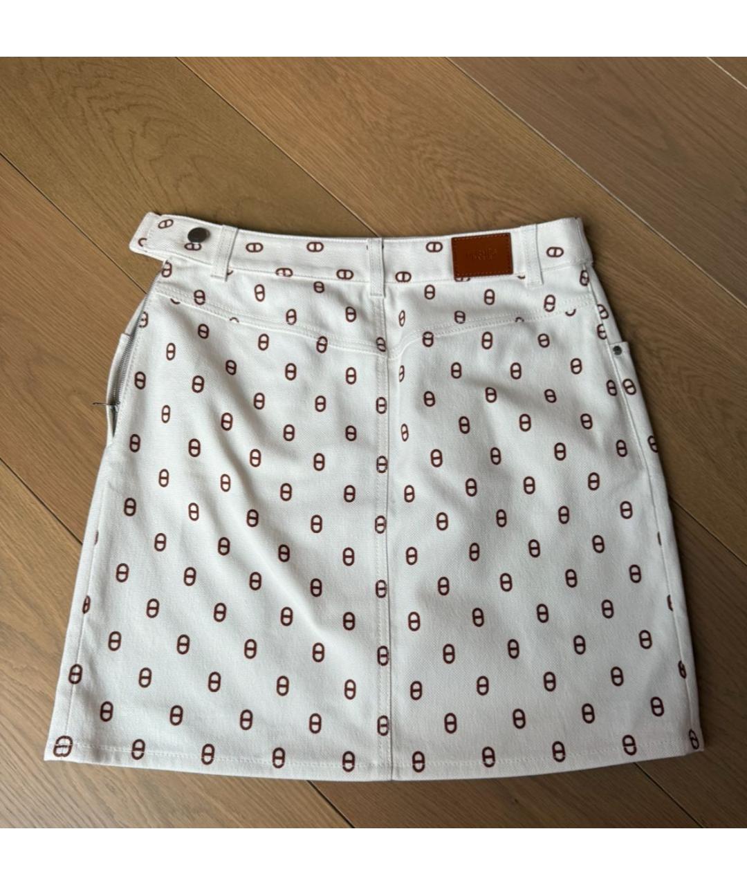 HERMES Белая хлопковая юбка мини, фото 2