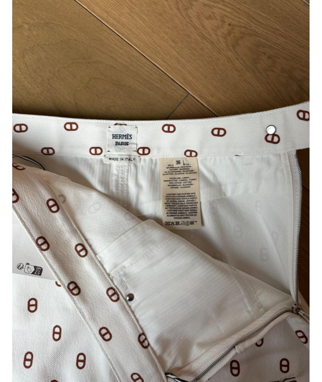 HERMES Белая хлопковая юбка мини, фото 3
