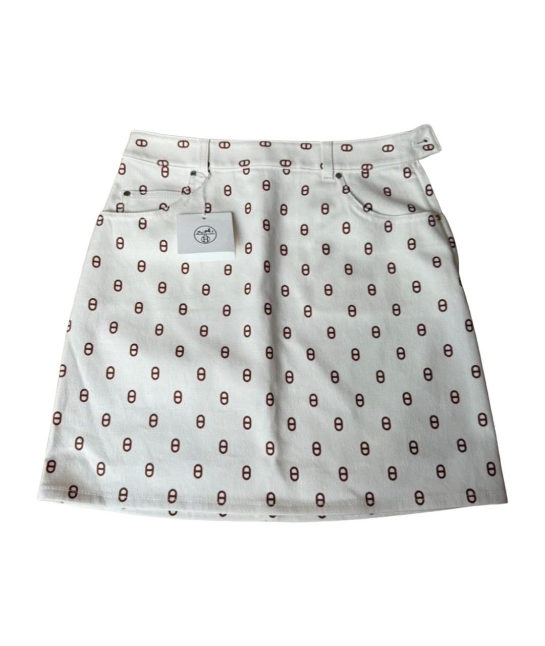 HERMES Белая хлопковая юбка мини, фото 1