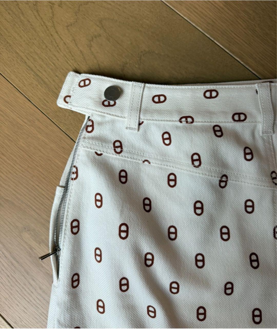 HERMES Белая хлопковая юбка мини, фото 6